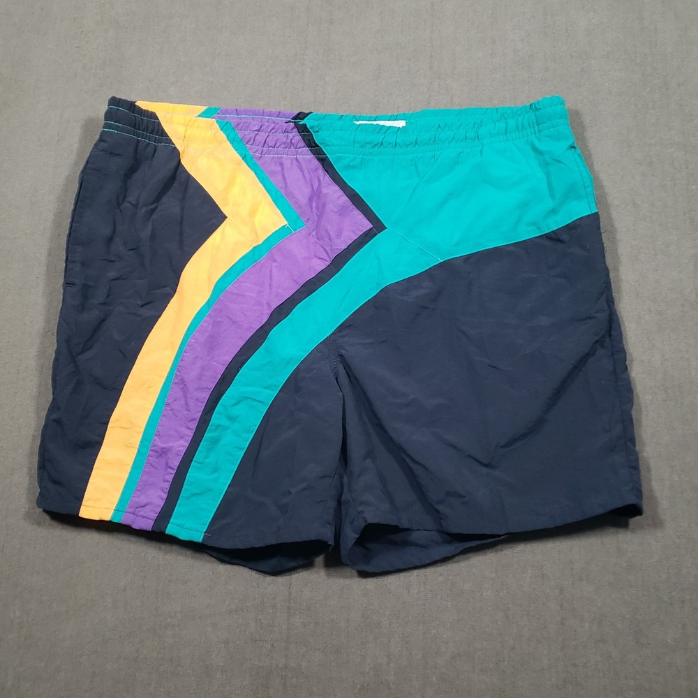 Campus Swim Trunks Mens L Multicolor Vintage 90s Colorblock Nylon Mesh Lined